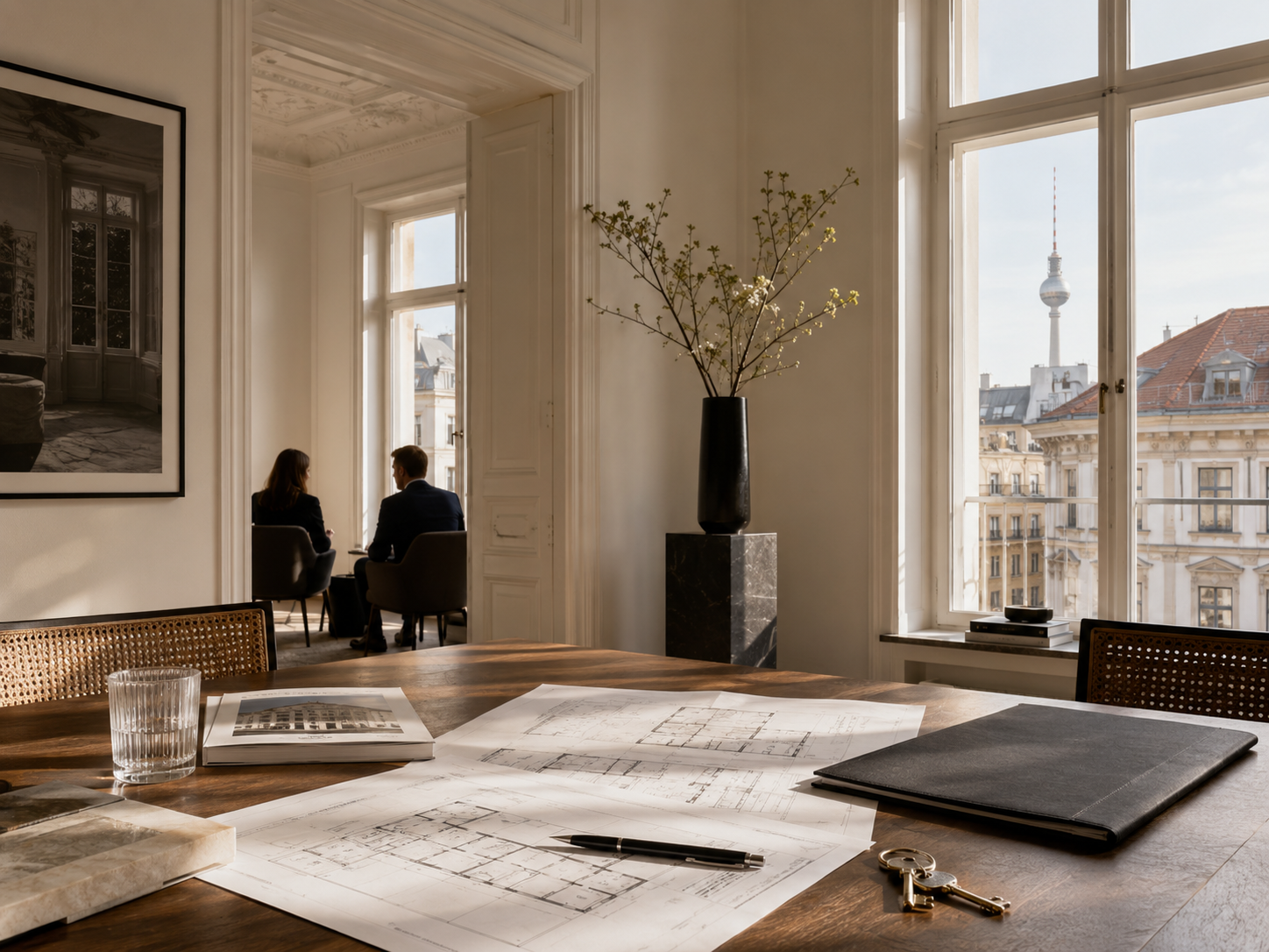 Helles Büro mit Stadtblick – diskrete Immobilienberatung in Berlin