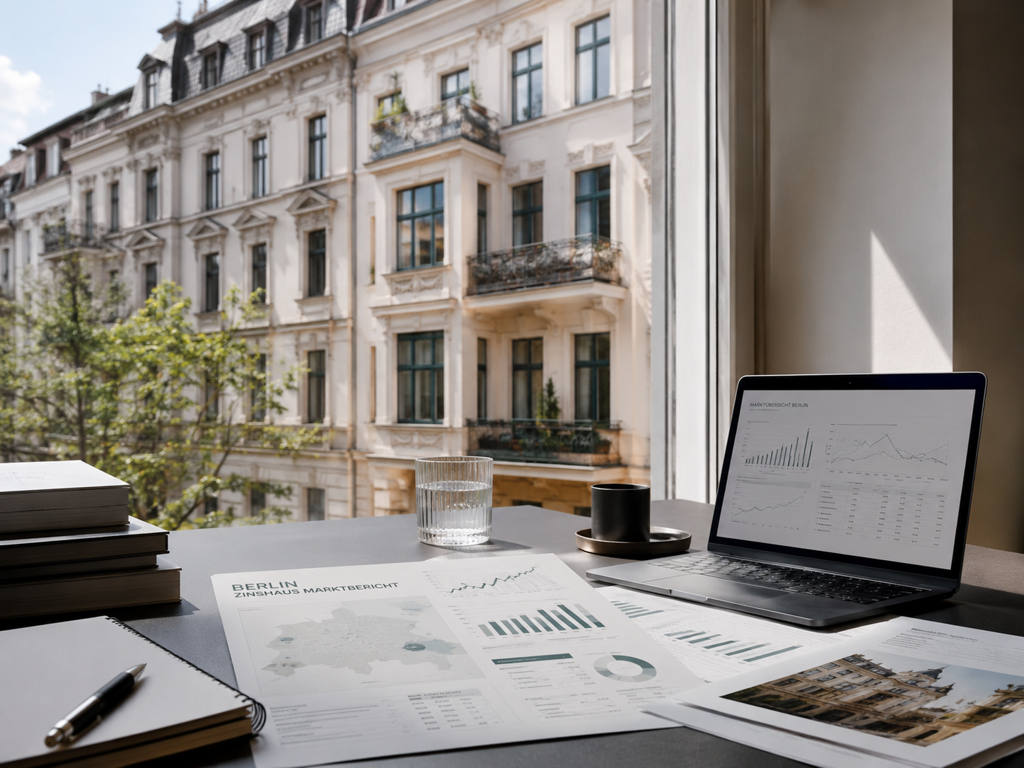 Modernes Büro mit Blick auf Berlin – Zinshaus Marktbericht 2026